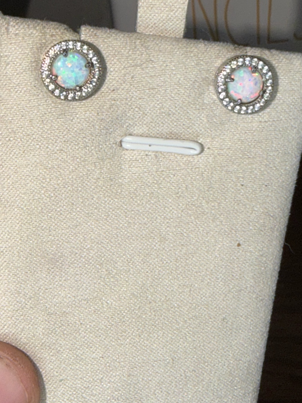 Australian Opal And Cz Stud Earrings